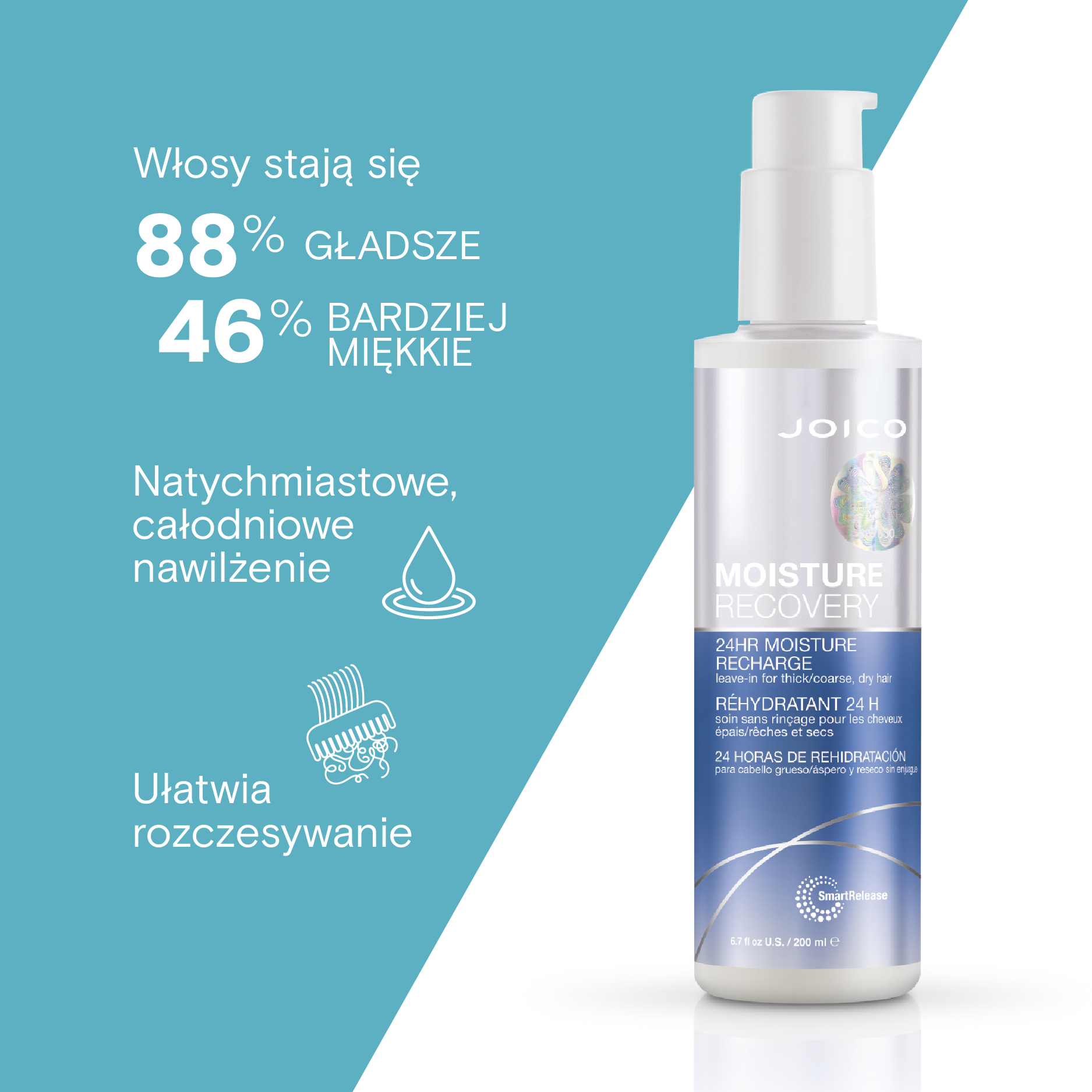 Fluid nawilżający bez spłukiwania JOICO MOISTURE RECOVERY™ 24HR MOISTURE RECHARGE 200ML - obrazek 12