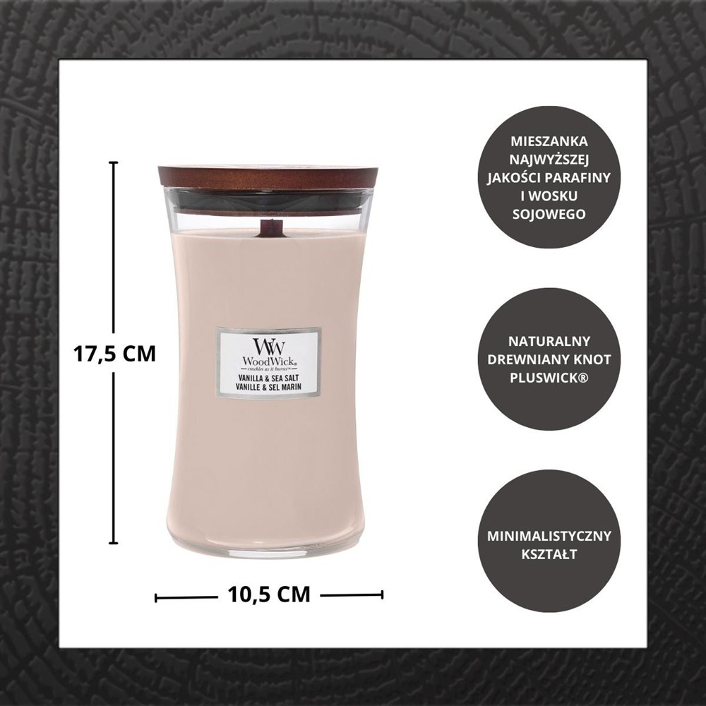 WOODWICK VANILLA & SEA SALT 610G - obrazek 3