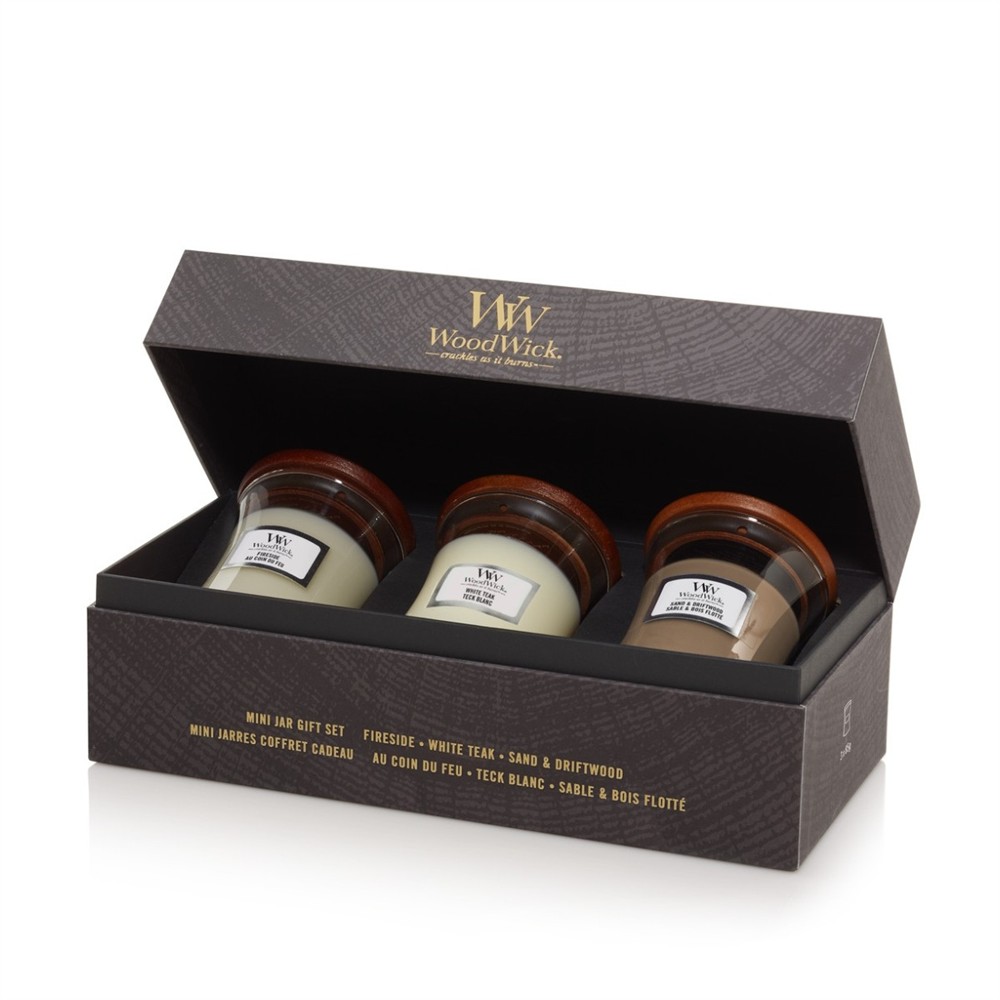 WOODWICK ZESTAW PREZENTOWY 3 X 85G (FIRESIDE, WHITE TEAK, SAND & DRIFTWOOD) - obrazek 5